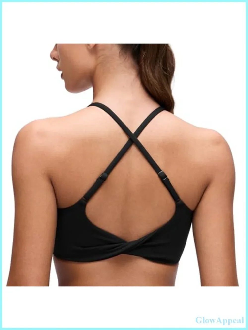 Butterluxe Twist Cross Back Sports Bra - U Neck Padded Spaghetti Straps Yoga Top